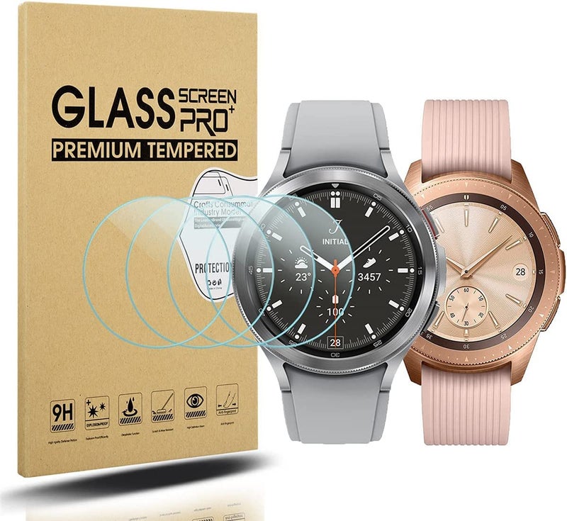 Diruite 4-Pack for Samsung Galaxy Watch 4 Classic 42mm / Galaxy Watch 42mm and Galaxy Watch 3 41mm Screen Protector Tempered Glass [2.5D 9H Hardness][Anti-Scratch] - Image 1